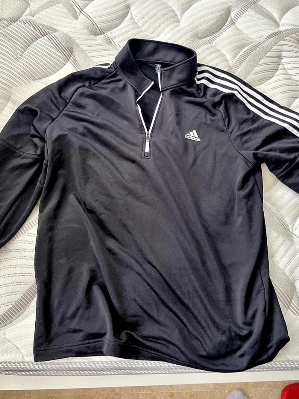 adidas Golf quarter-zip pullover Black White Striped Size Large